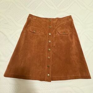 Anthropologie Tan Button-Front Mini Skirt
